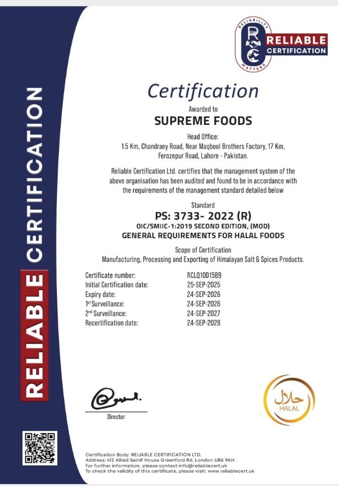 Yummy Himalayan Salt Halal Certificate PS 3733-2022