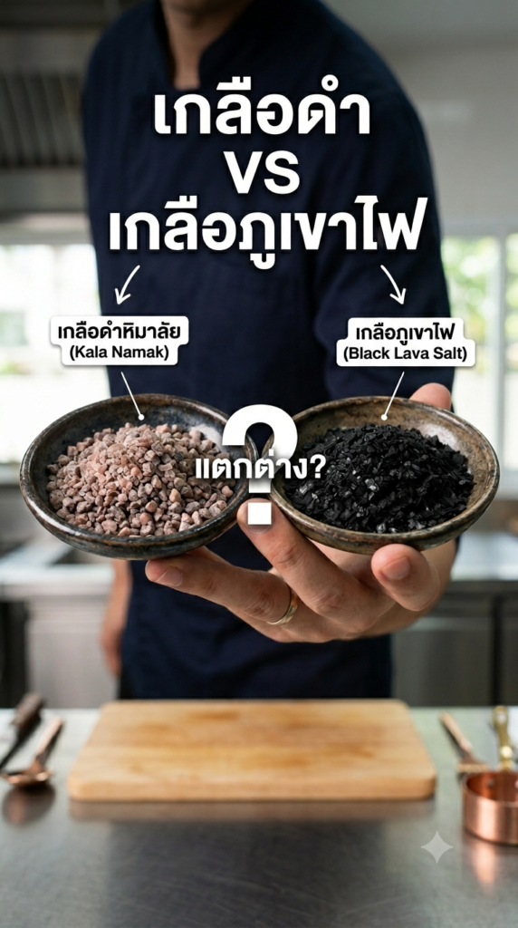 เกลือดำ Kala Namak ไม่ใช่เกลือภูเขาไฟ แต่เป็นเกลือที่ผ่านกระบวนการแบบดั้งเดิมจนเกิดสีเข้มและกลิ่นกำมะถันคล้ายไข่ต้ม ซึ่งเป็นเอกลักษณ์สำคัญที่ช่วยเพิ่มมิติรสชาติให้กับอาหาร